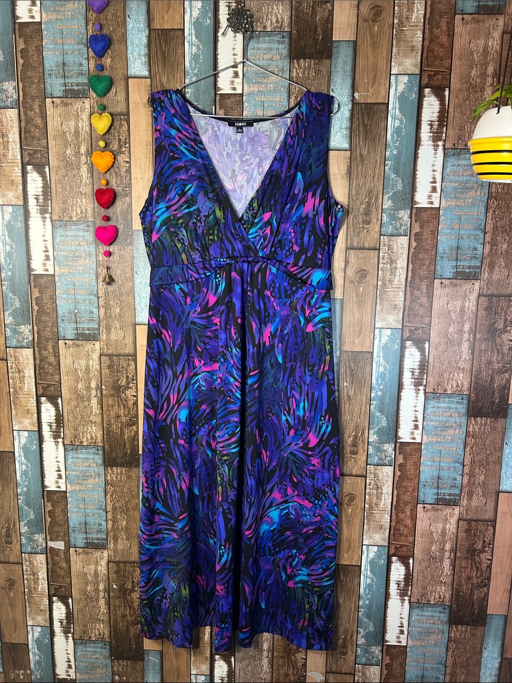 Elementz Sleeveless V-Neck Maxi Dress in Purple, Blue, Pink